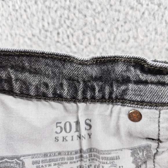Levis Jeans Womens 29x28 Gray Premium 501 Skinny Button Fly Stretch Denim - Picture 8 of 16